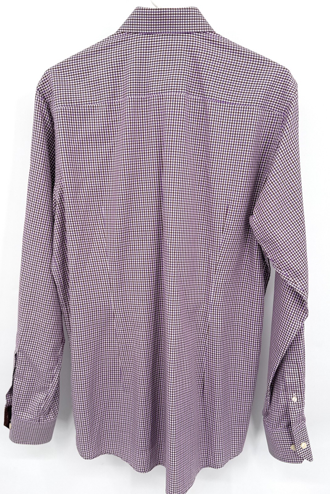 ETON Purple Brown Check 100% Cotton Long Sleeve Contemporary 42 16.5