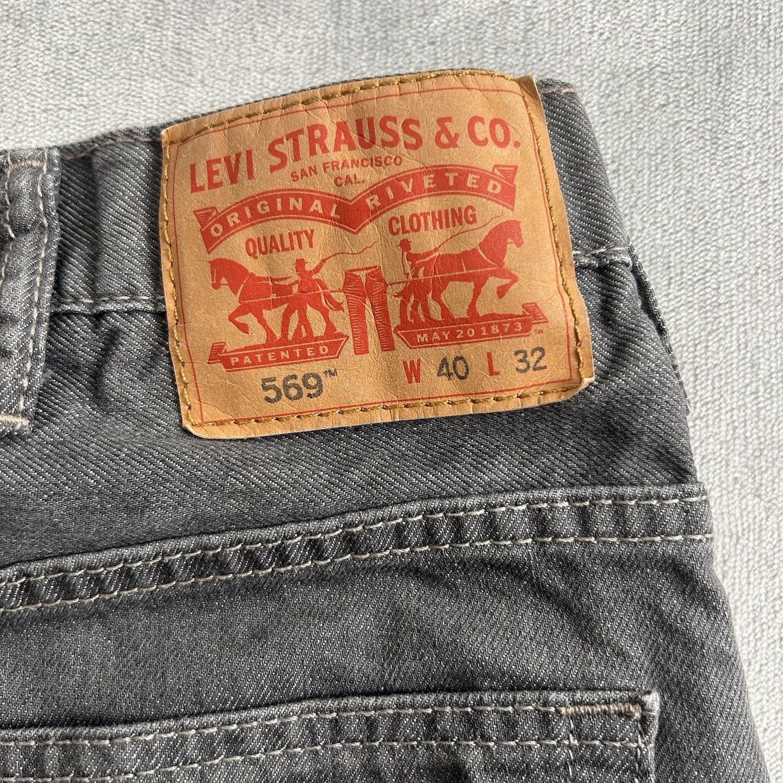 Levis 569 Jeans Mens 40×32 Gray Loose Fit Baggy Skater Straight Leg Actual 40×31