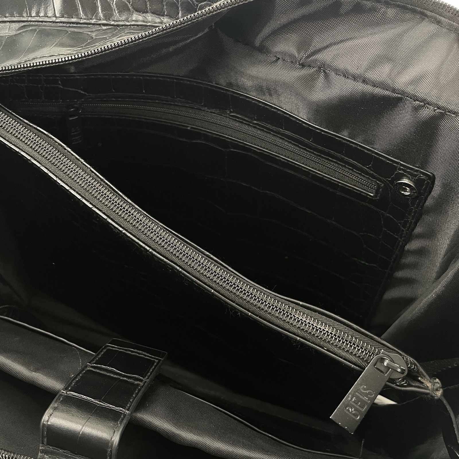 BEIS The Work Tote Bag in Black Croc Leather – Crossbody Shoulder Strap