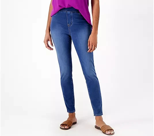 #1579 LOGO by Lori Goldstein Petite Knit Denim Leggings Size 0P