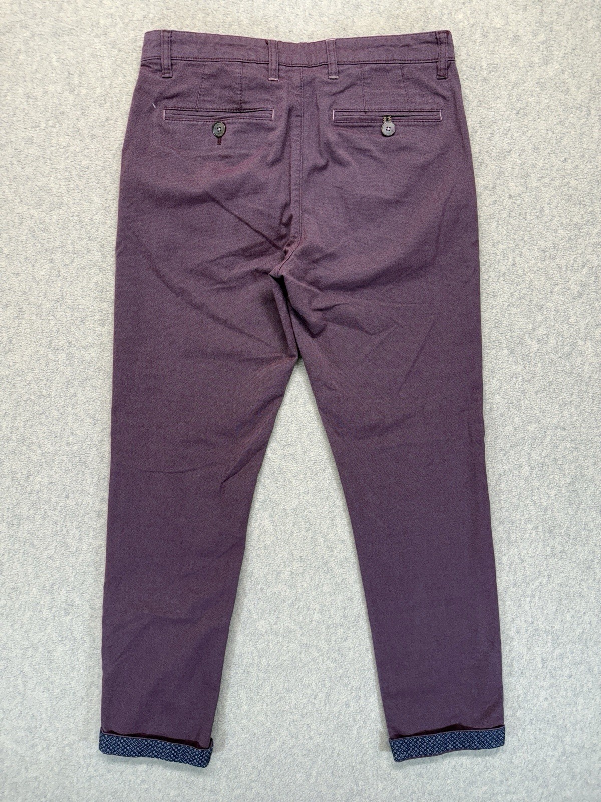 Ted Baker London Mens Chino Pants 30R Purple Slim Fit Cotton Stretch