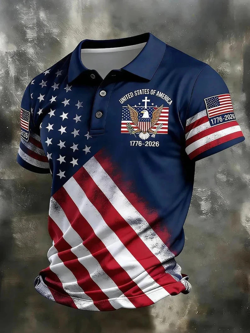 USA 250th Anniversary Polo Shirt American History Patriotic Free Ship