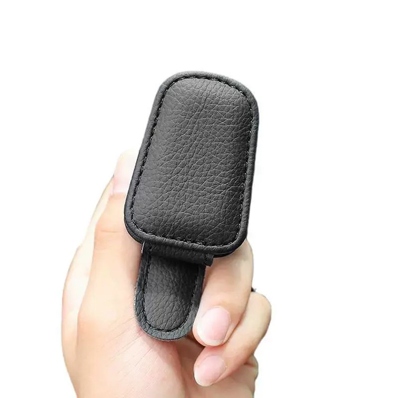 Magnetic Leather Sunglasses Holder for Car Sun Visor Eyeglass Hanger Clip Lot