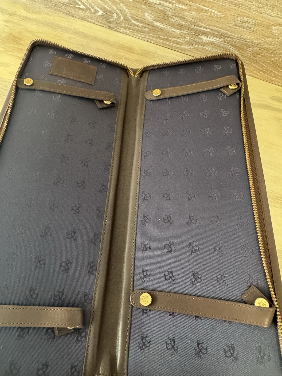 Brooks Brothers Leather Full Zipper Tie Travel Case 16 In Long 6 Inches Wide