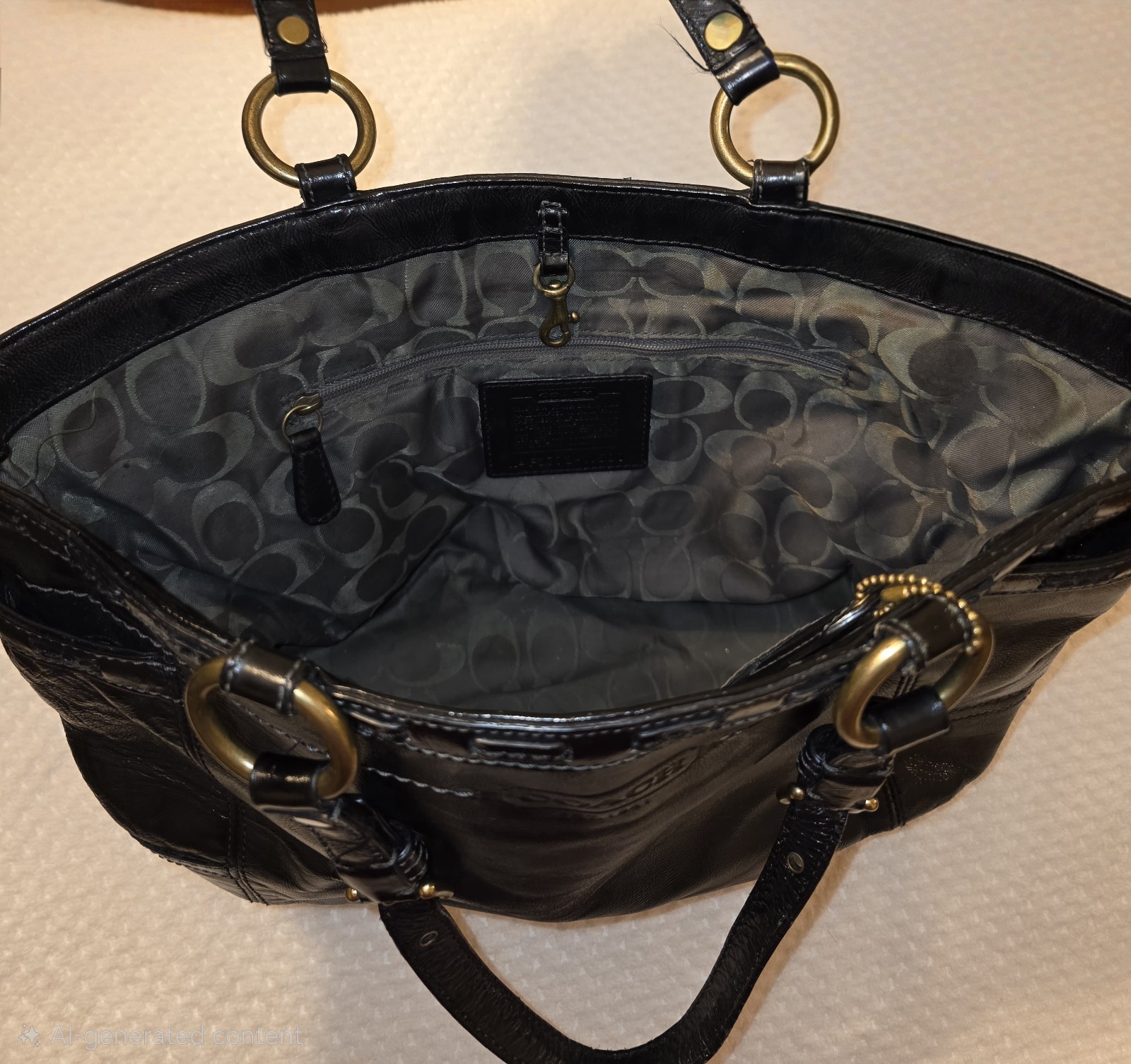 COACH Black Patent Leather Tote F0773-11500