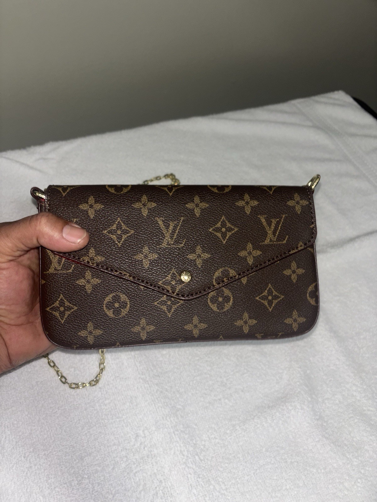 Louis Vuitton Felicie Pochette Chain Shoulder Bag Pre Owned Excellent Condition