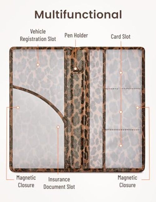 Leopard Car Registration and Insurance Holder, Car Big Size darkleopard