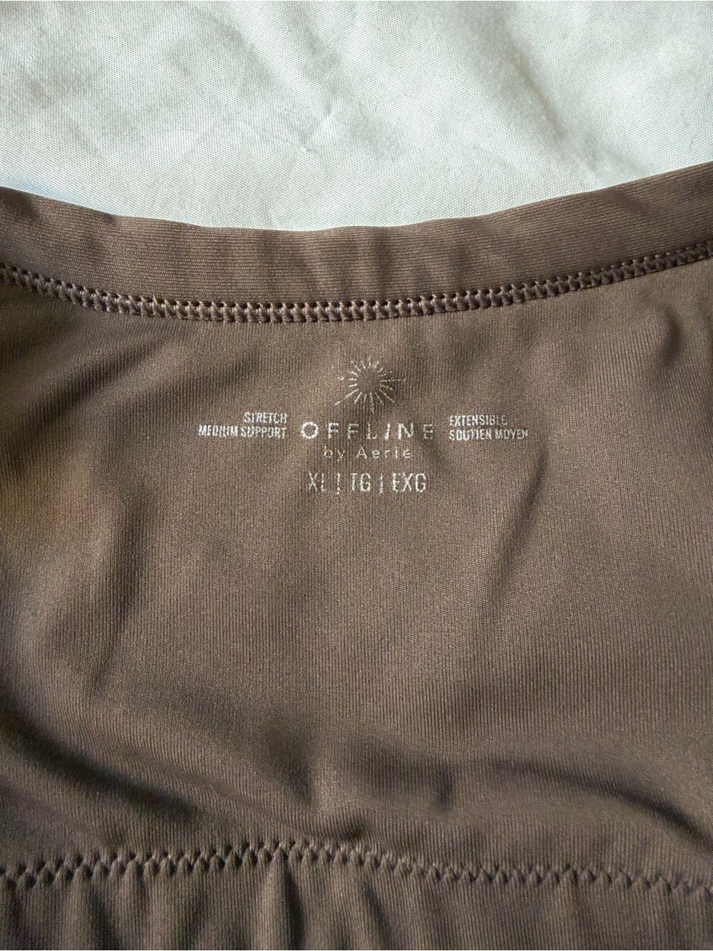 AERIE Offline Stretch Medium Support Brown Sports Bra Adjustable Straps Size XL