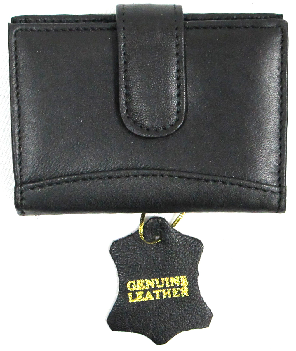 Soft Leather Credit Card/Business Card Wallet ID Holder 30pc Clear Sleeve Black