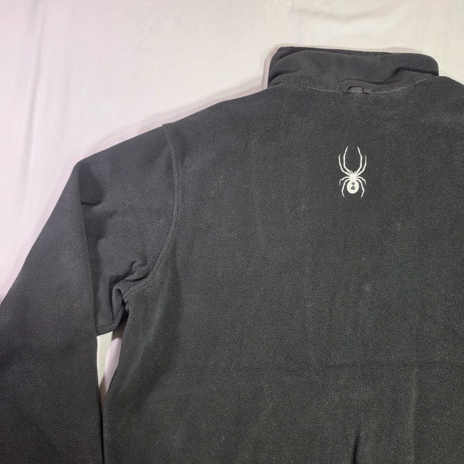 Spyder Jacket Mens X-Large Black Full Zip Pockets Fleece Jacket Stitched Logos