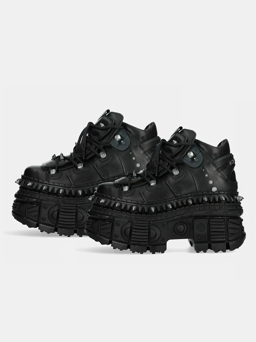 Punk Style Men’s Couple Heel Height Platform Shoes Gothic Ankle Rock Boots Black