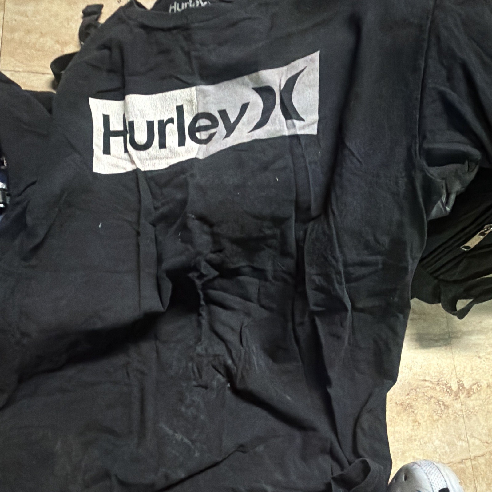 Hurley Men’s Black Logo Graphic Print T-Shirt Regular Fit Size L Pre-Owned