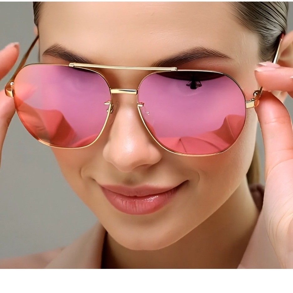 Women Sunglasses Pink Mirrored Lens Fashion Trendy Outdoor Beach Lentes Gafas