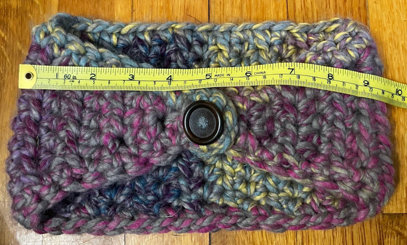 Handmade Knit headband Ear warmer wrap Boho Button Accent Multicolored OS