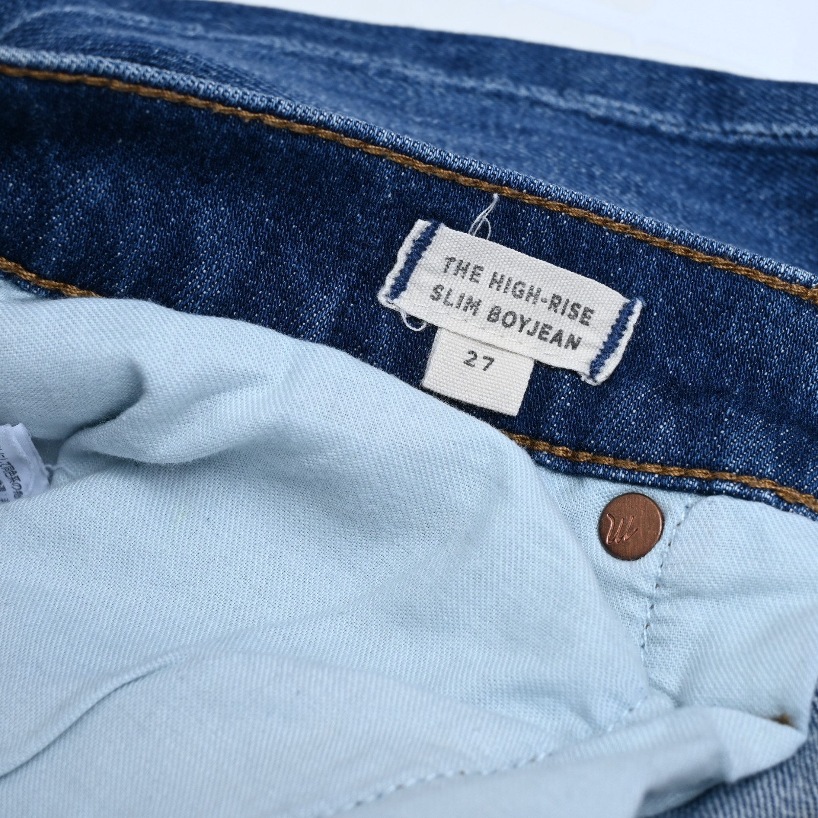 Madewell The High Rise Slim Boyjean Size 27 Medium Wash 98% Cotton & 2% Elastane