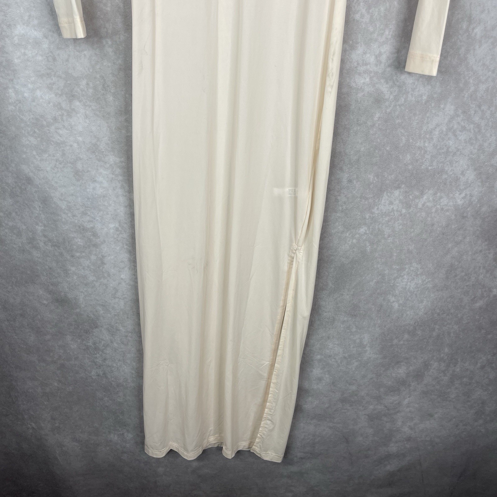 CHAM Long Bodycon Semi Sheer Long Sleeve Dress In Baby Beige Women’s Size XS/S