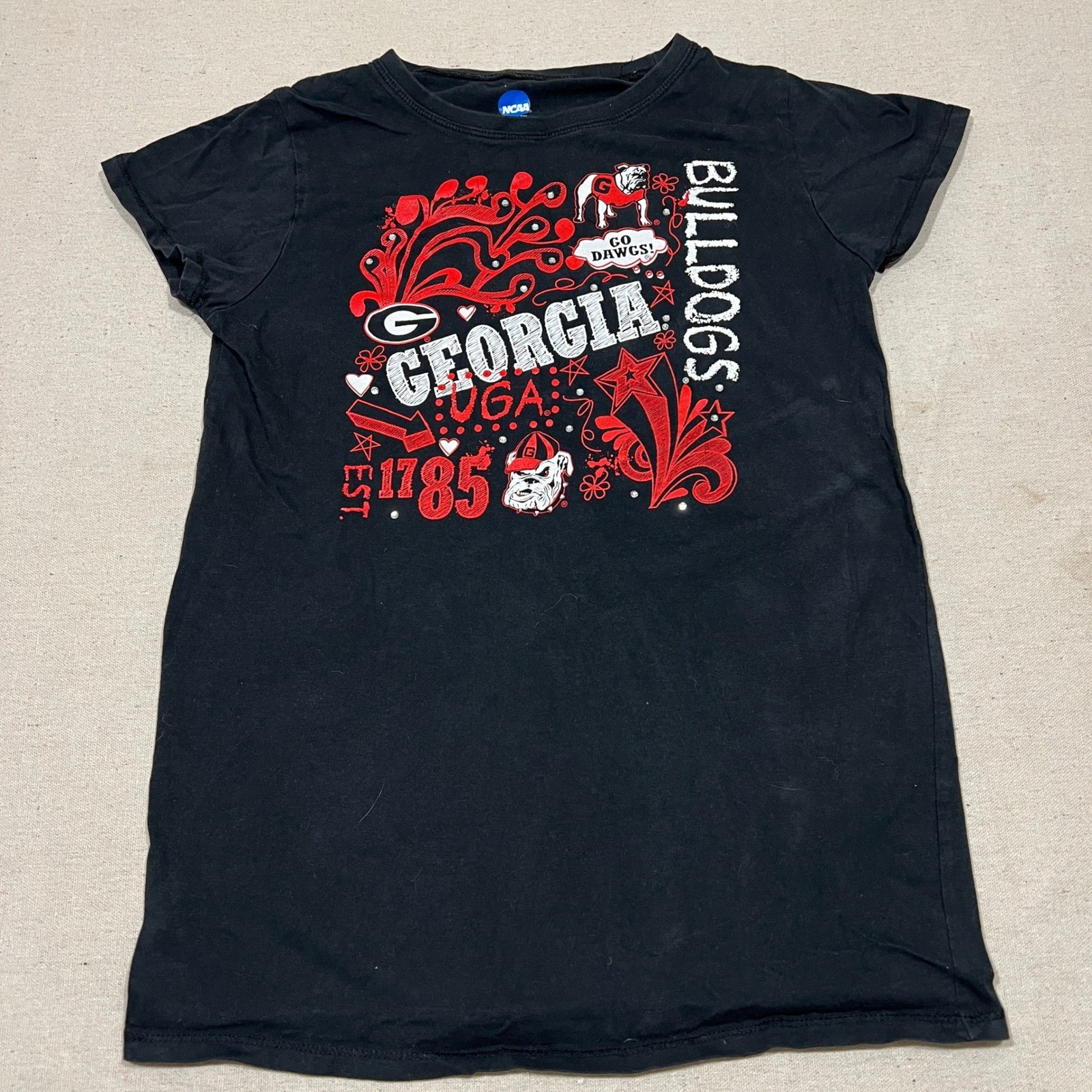 NCAA Georgia Bulldogs GO DAWGS EST 1785 Black T Shirt XL UGA Football