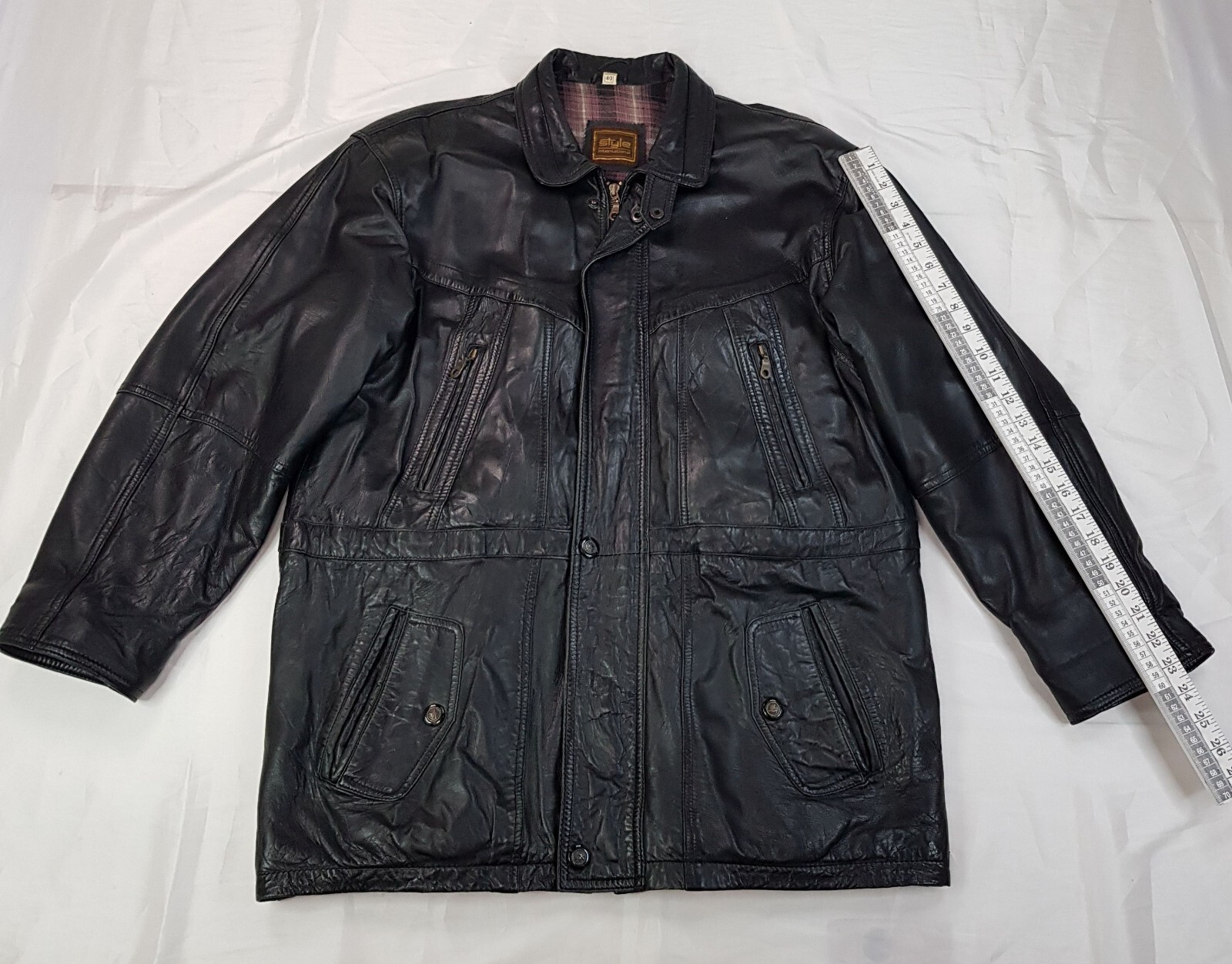 STYLE INTERNATIONAL SIZE XL MENS BLACK GENUINE LEATHER PARKA JACKET BIKER COAT
