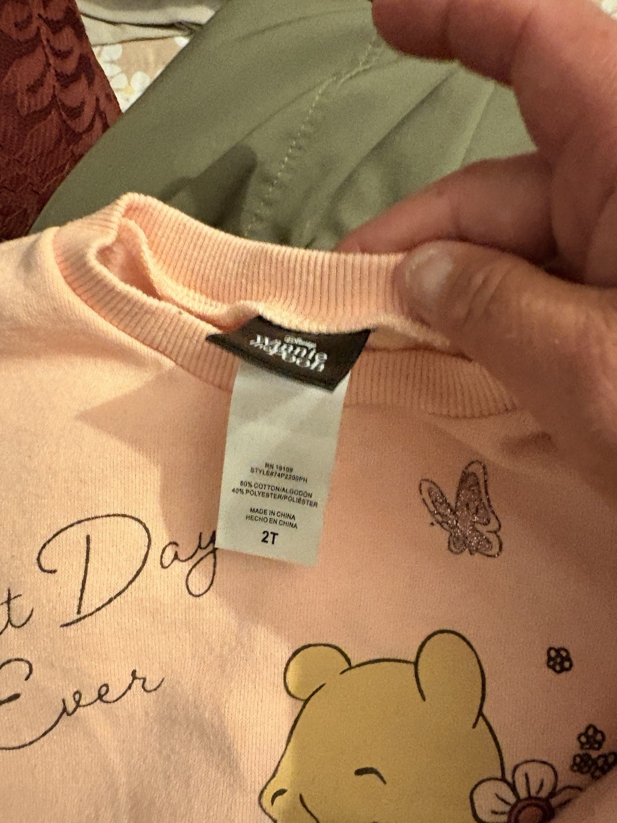 Disney Winnie the Pooh Piglet Pink Graphic Sweatshirt 2T Crew Neck Glitter
