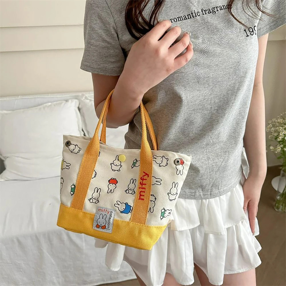 Miffy Cute Cartoon Rabbit Canvas Handbag Embroidery Fashion Multifunctional Bag