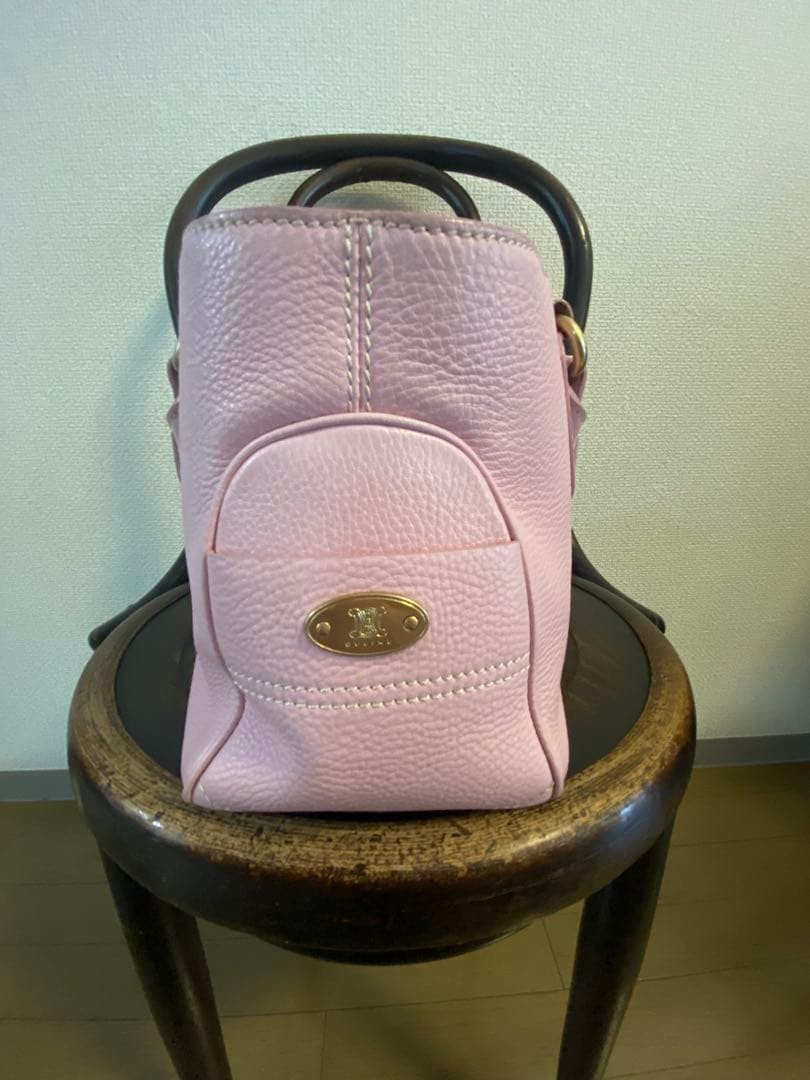 CELINE Boogie Bag Leather Pink Spacious Authentic From Japan
