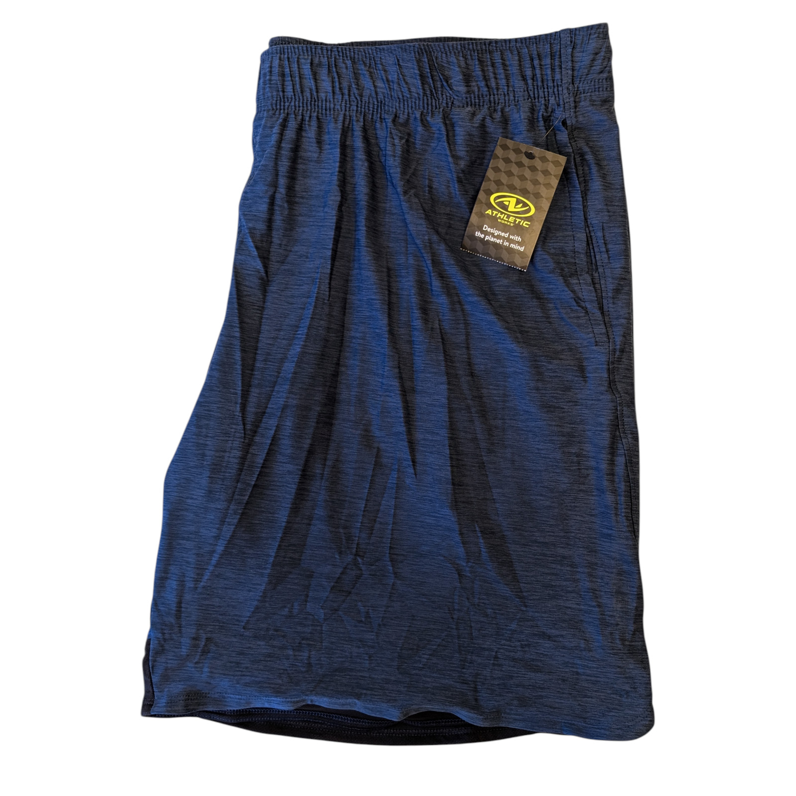 Jersey Comfort Shorts Men’s 2XL (44-46) Elastic Waist Front Pockets Black & Blue
