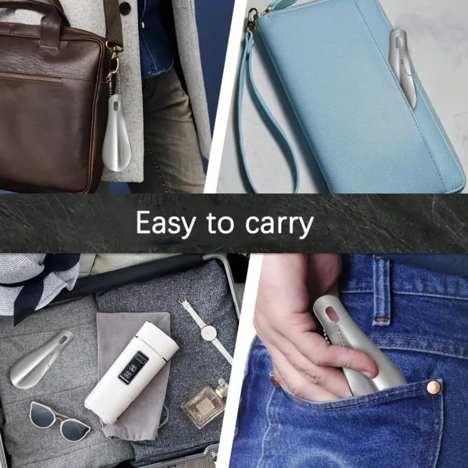 Portable Metal Shoe Horn Lifter Mini Stainless Steel Boot Puller Spoon For Help
