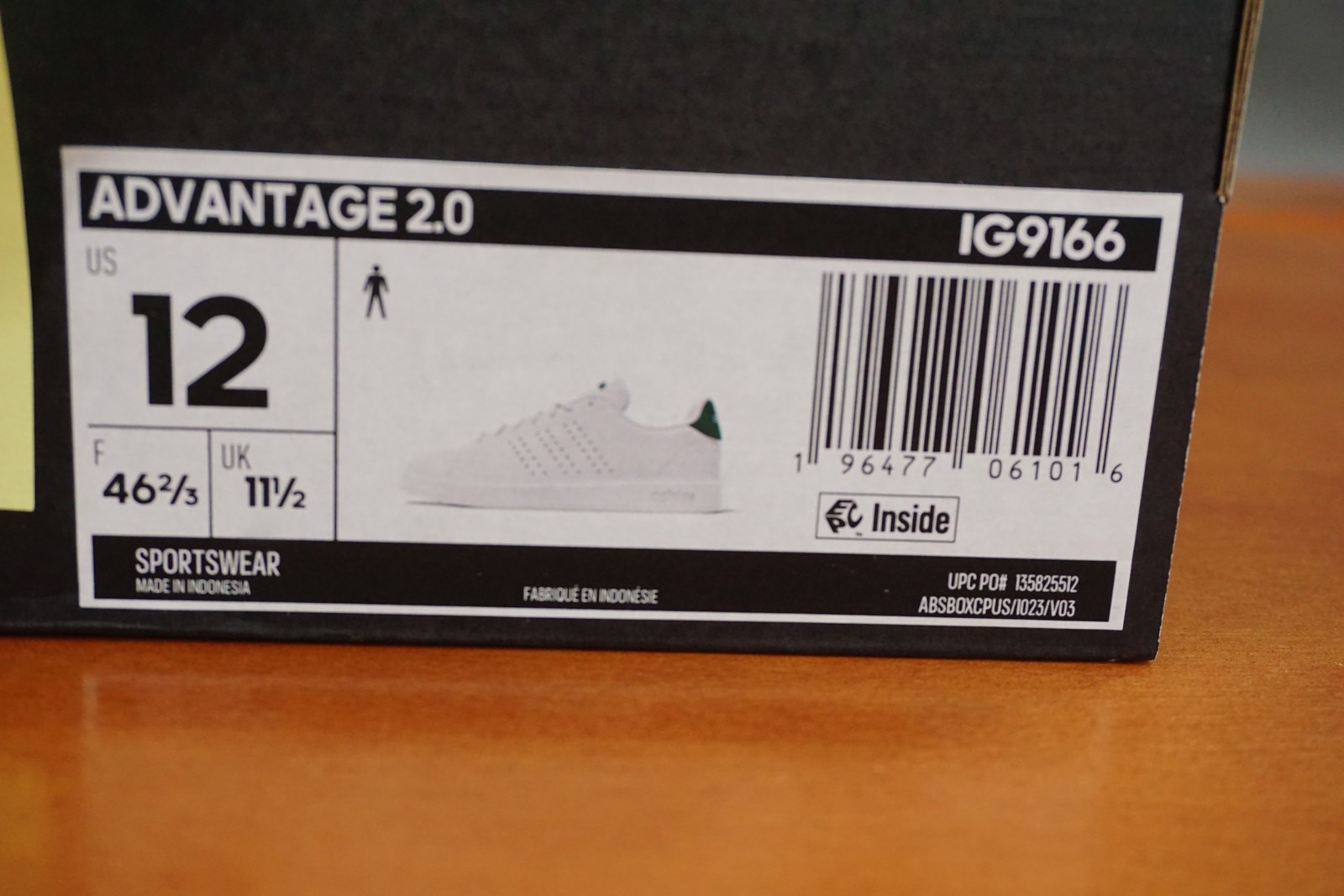 Adidas Advantage 2.0 Shoes Mens Size 12 White Green Cloudfoam Lace Up Comfort