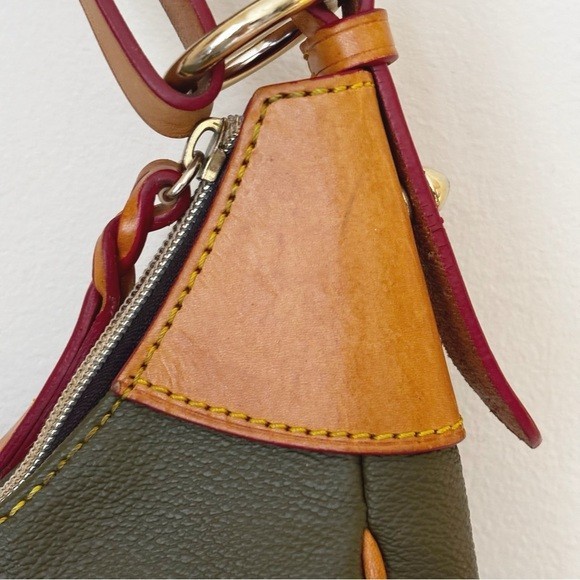 Dooney and Bourke Olive Green Pebble Grain Rebecca Hobo Bag 13.5″ X 9″