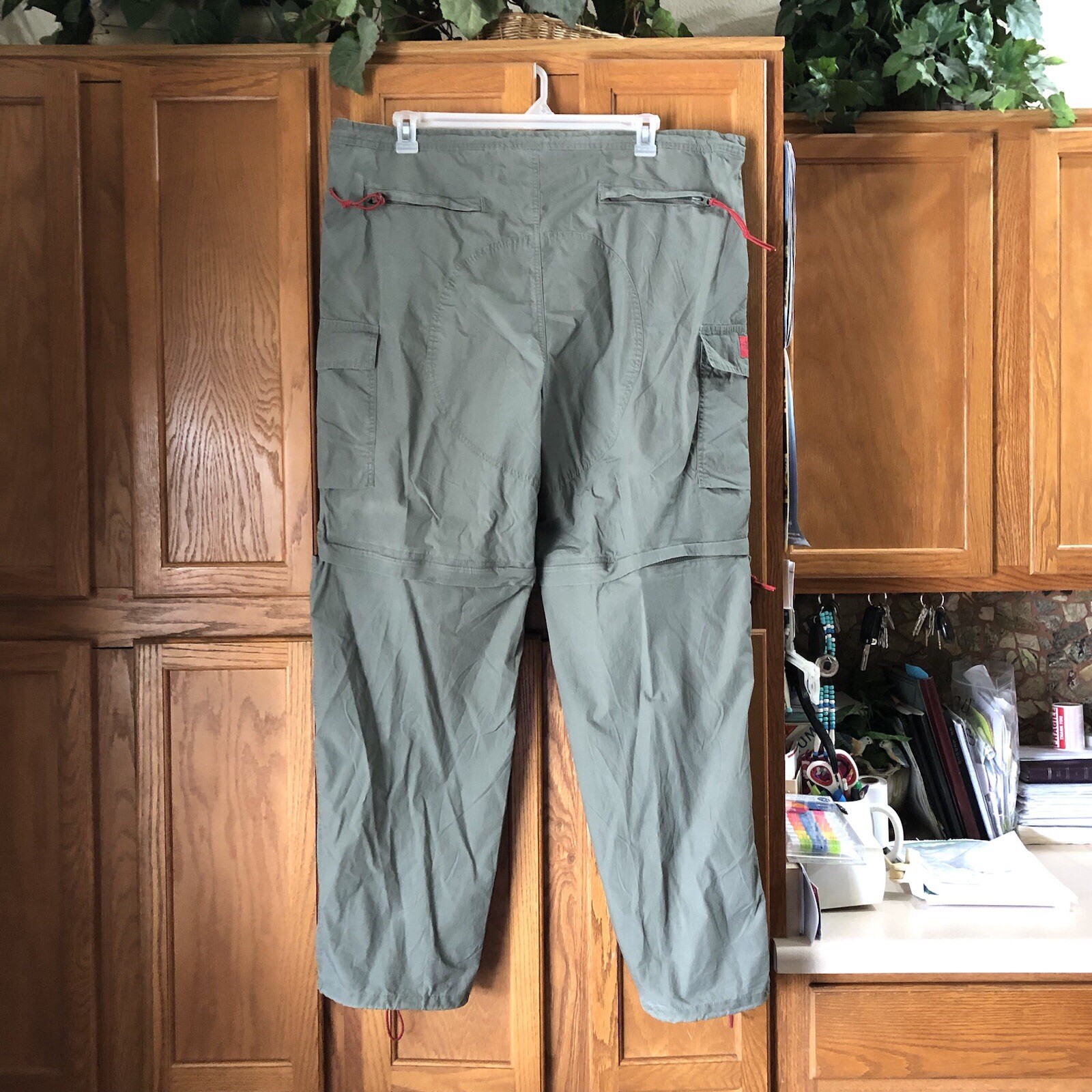 Vintage Structure Men’s Wide-Leg Parachute Pants 100% Cotton Olive Green XL