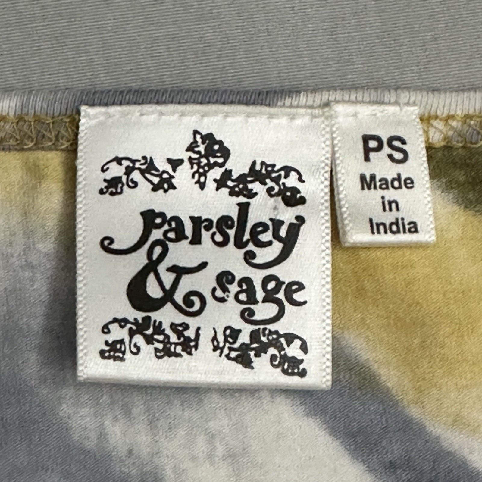 Parsley & Sage Top Womens Small Petite Sp Mixed Print Cotton Stretch India Shirt