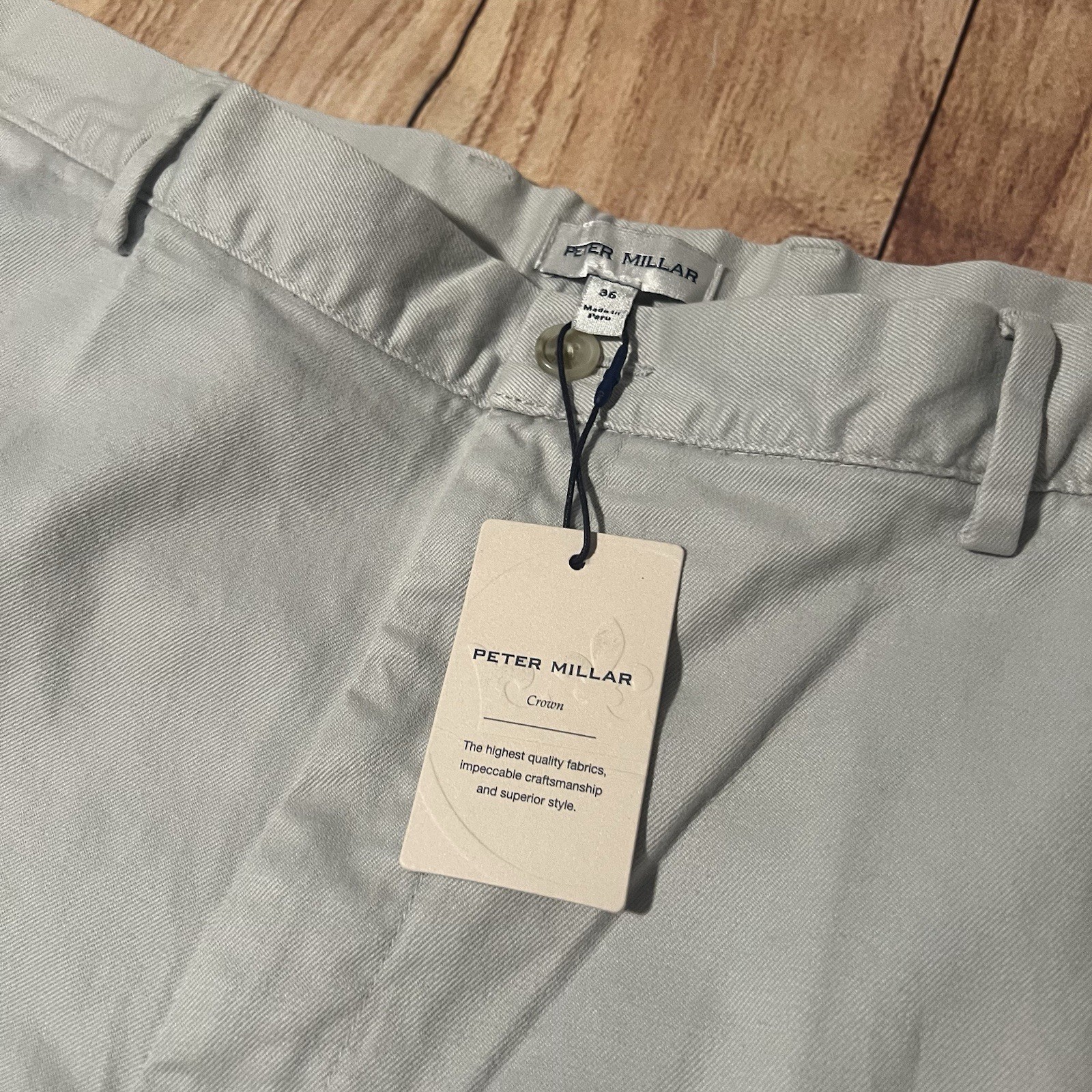 Peter Millar Gray Pilot Twill Shorts Sz 36 ME0B05 NWT $115