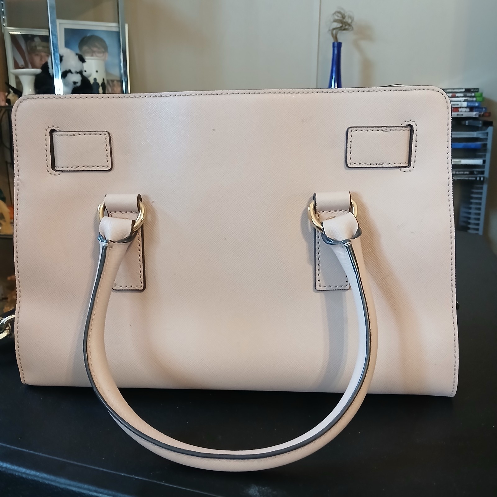 Michael Kors Medium Rose Satchel Top Handle Gold Hardware Chain Strap