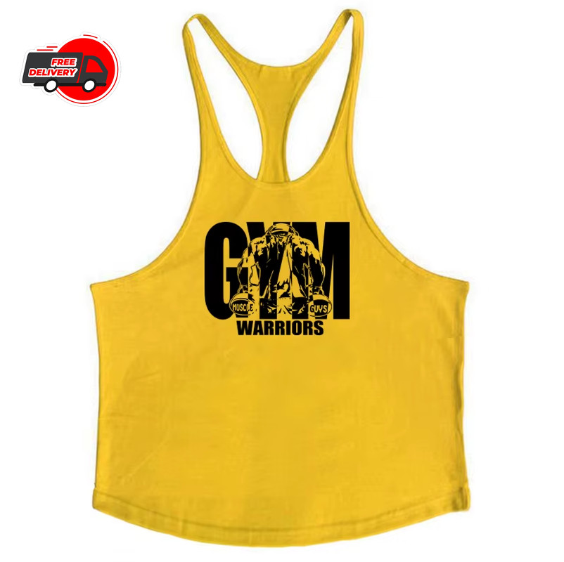 Men Tank Tops Sleeveless Y-Back Shirts Gym Stringer Bodybuilding Fitness Vest