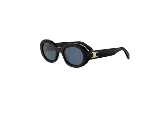 Celine Triomphe CL40194U 01V Shiny Black/Blue Oval Women’s Sunglasses