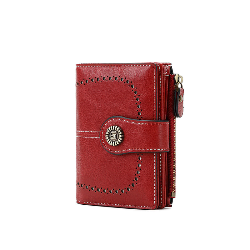Women Bifold RFID Blocking Leather Wallet Hasp Card Holder Mini Handbag Purse