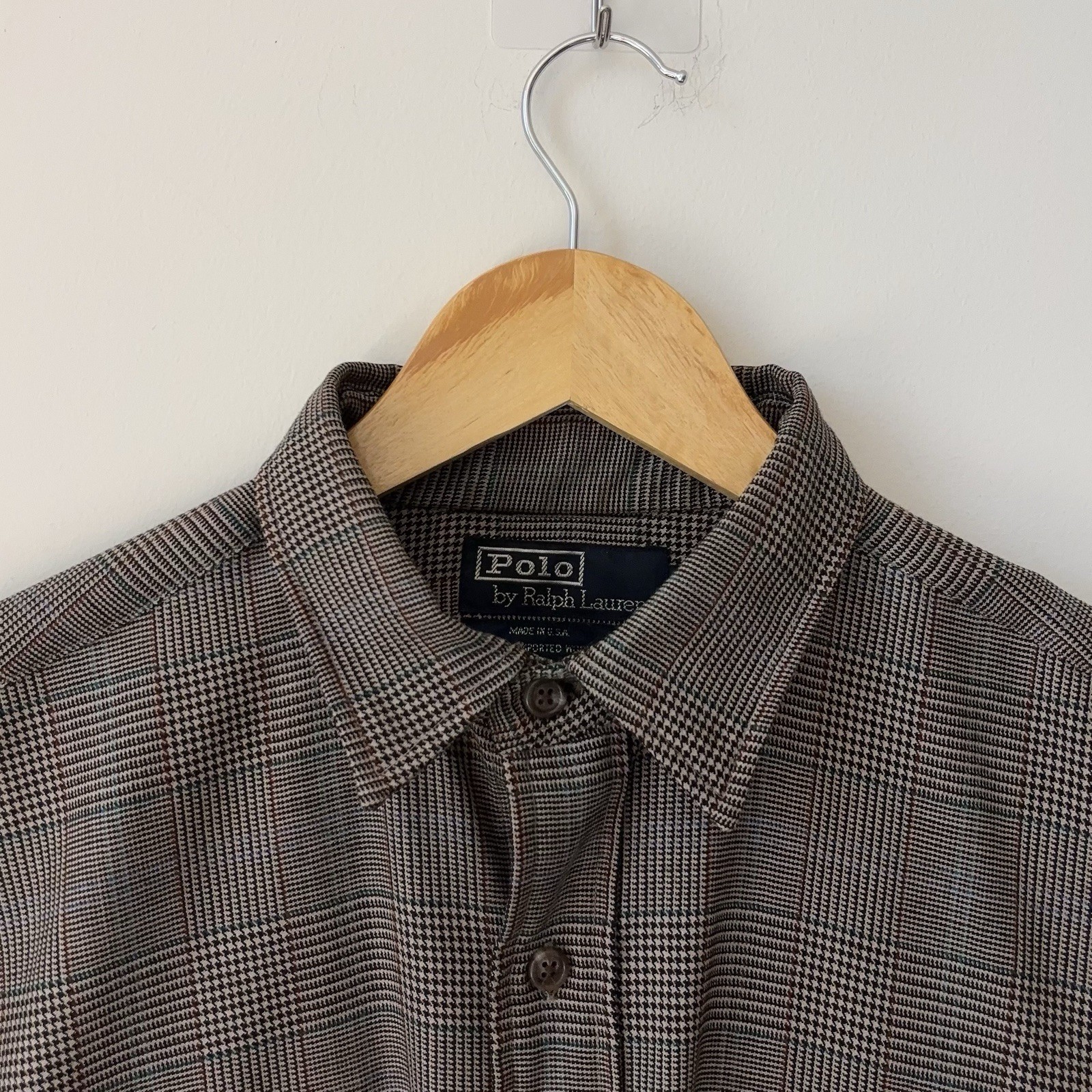 Vintage Polo Ralph Lauren 100% Wool Utility Shirt Men’s M Houndstooth MiUSA