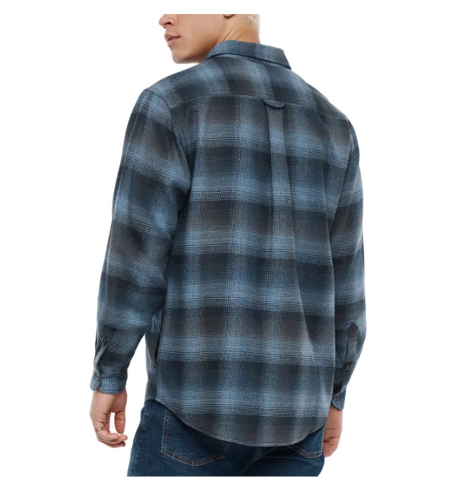 Orvis Men’s Flannel Shirt Regular Fit Heavyweight Cotton Plaid Blue Size XL