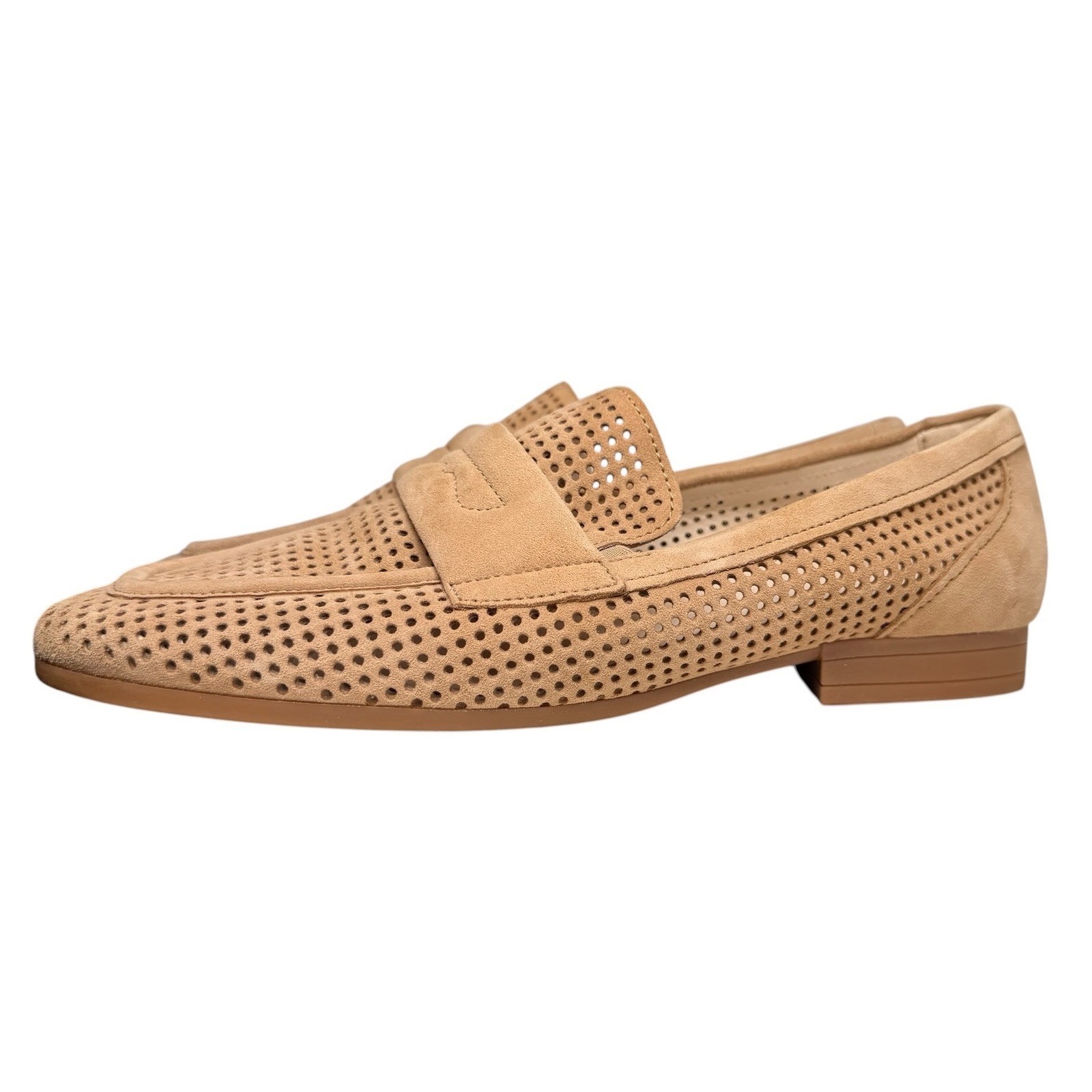 Gabor Comfort Perforated Suede Square Toe Penny Loafers EU 40 US 9 9.5
