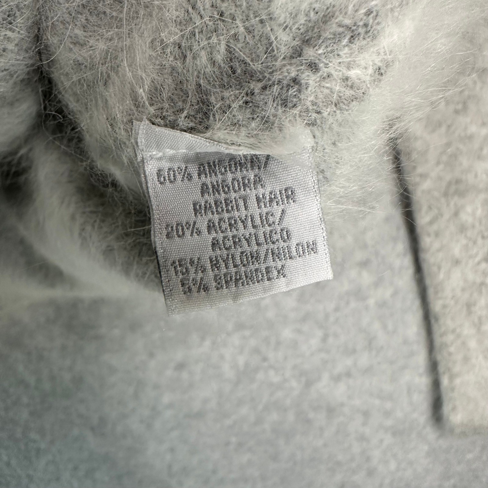 Belldini Womens Light Gray V Neck Long Sleeve Fuzzy Knit Sweater Angora Size S