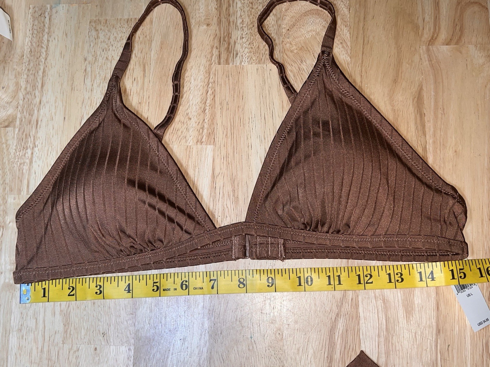 Large Aerie Ribbed Top& Shine Crossover High Cut Cheeky Bikini Bottom $34.95 Ea
