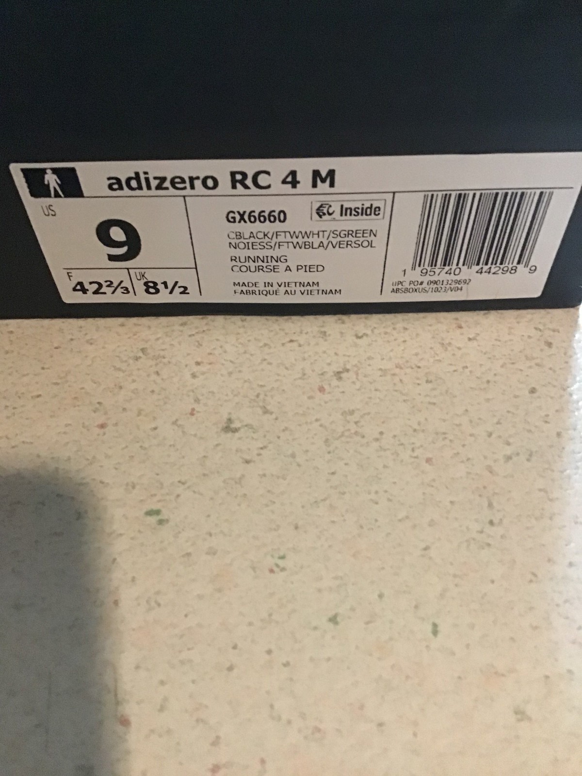 Adidas Adizero RC 4 Black Solar Black/White/Green GX6660 Men’s 9- NIB