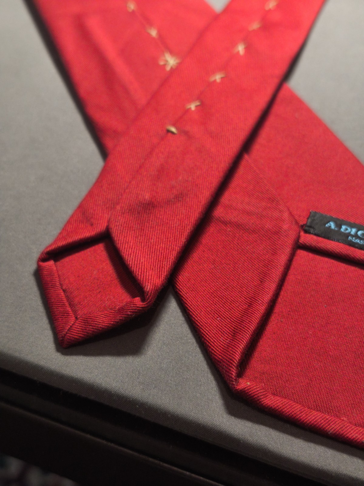 A. Di Capua Napoli – Red Solid Color Cotton Tailored Tie