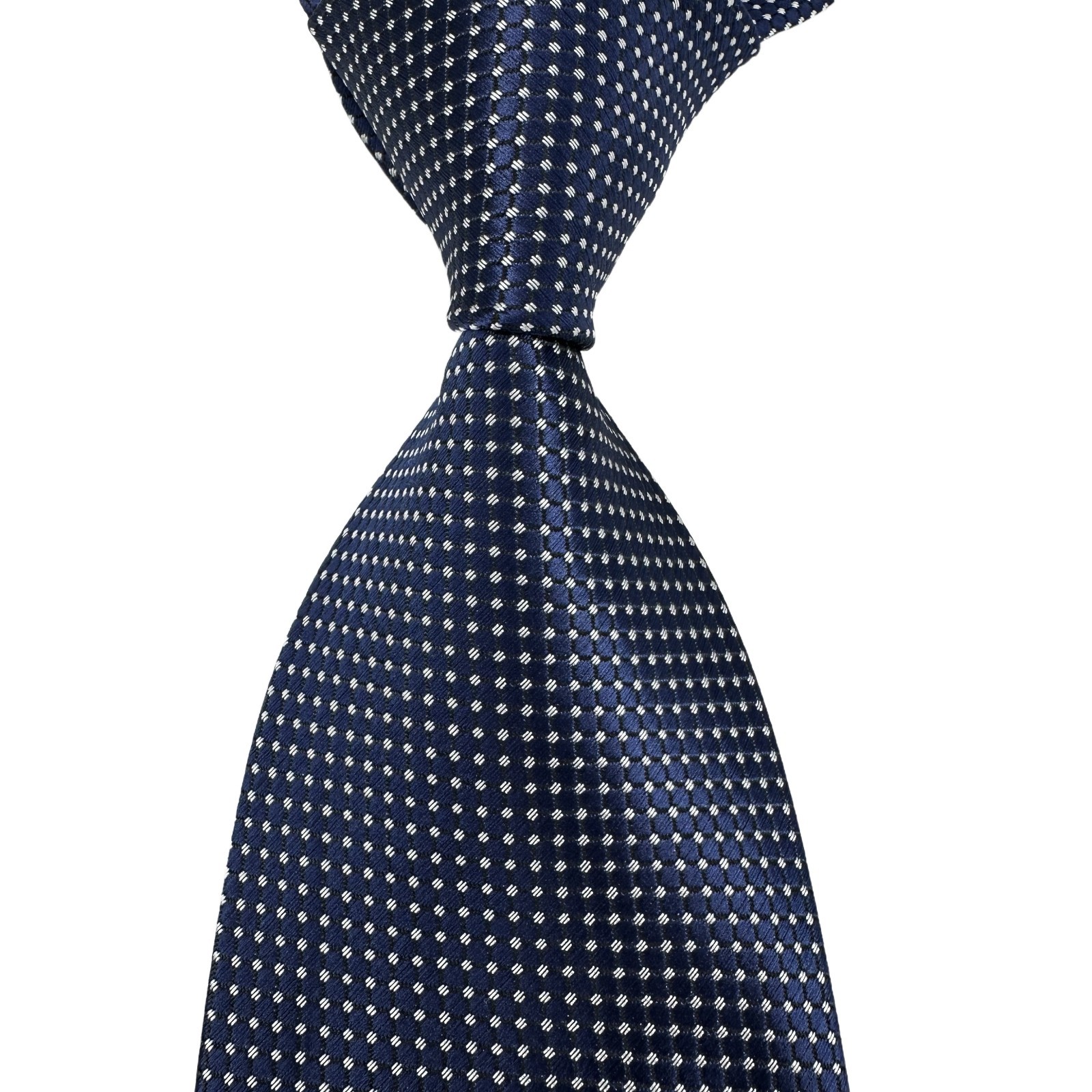 New plaid check dark blue white Silk JACQUARD WOVEN Men’s Tie Necktie