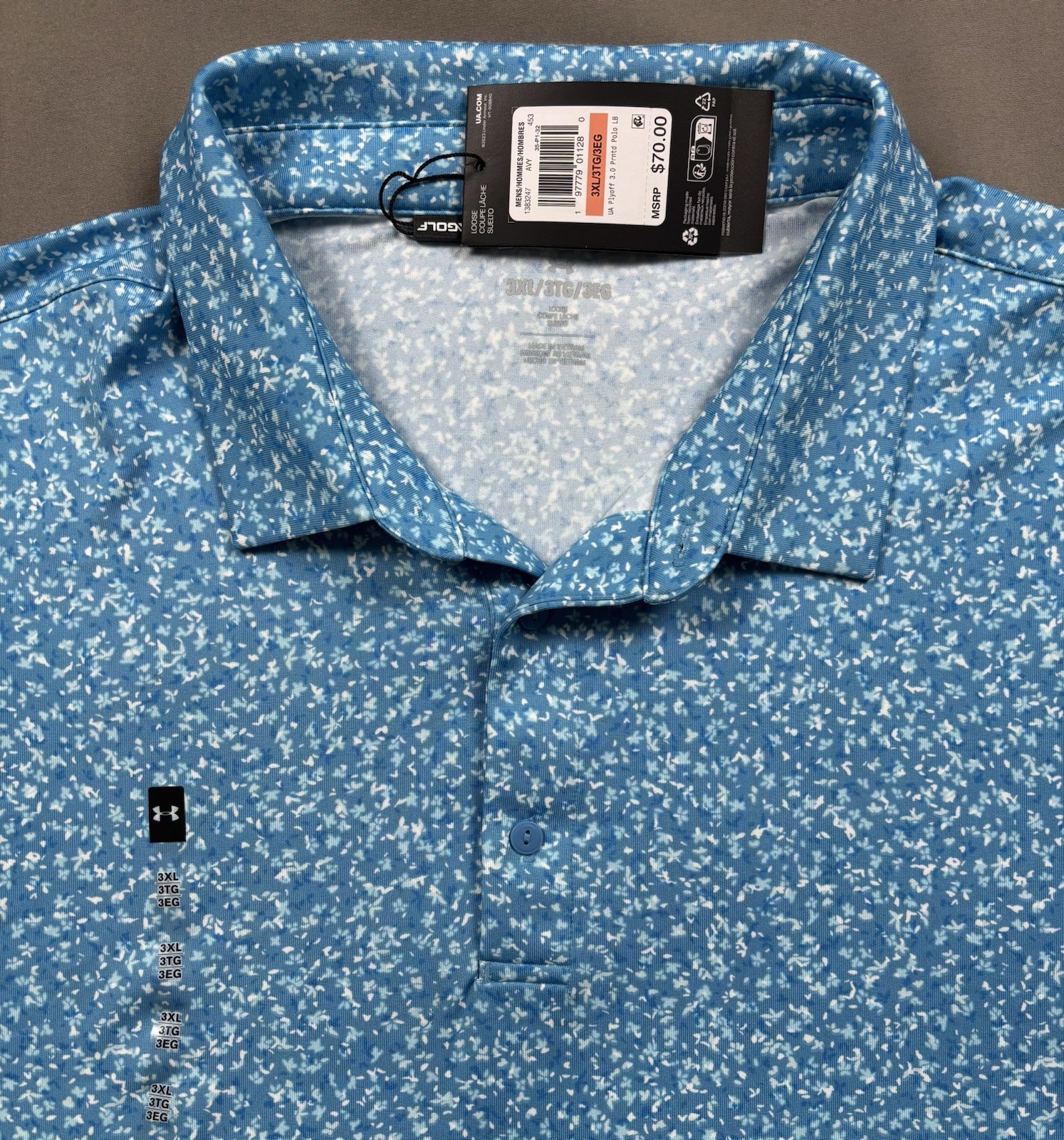 NWT Under Armour Golf Playoff 3.0 Printed Stretch Polo Shirt Men’s Size 3XL $70