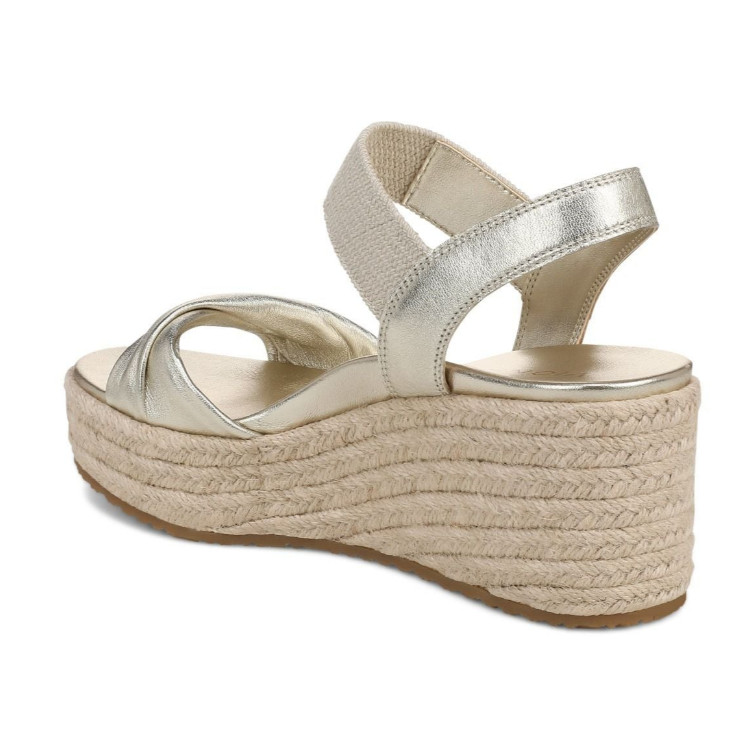 Vionic’s Darla Espadrille Wedge Sandal, Gold Leather