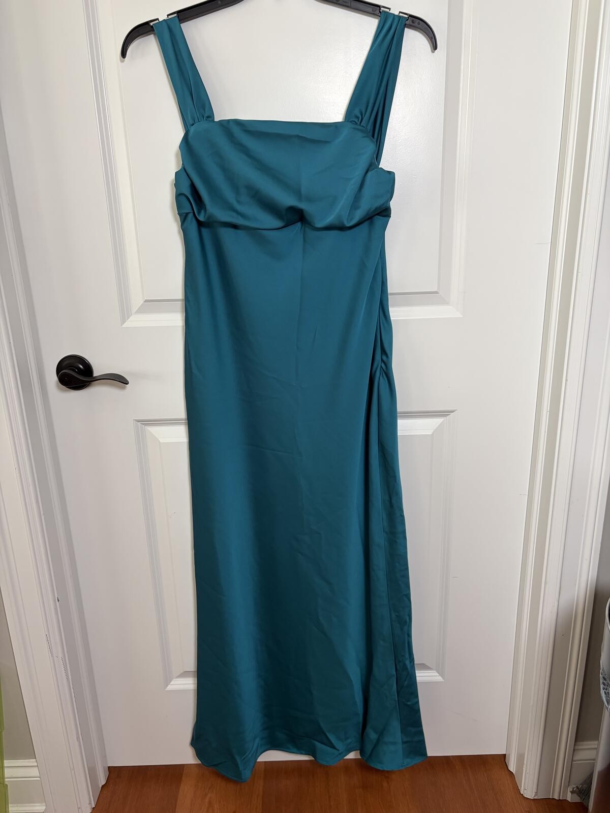 Teal Sleeveless Maxi Dress 100% Polyester With Side Zipper