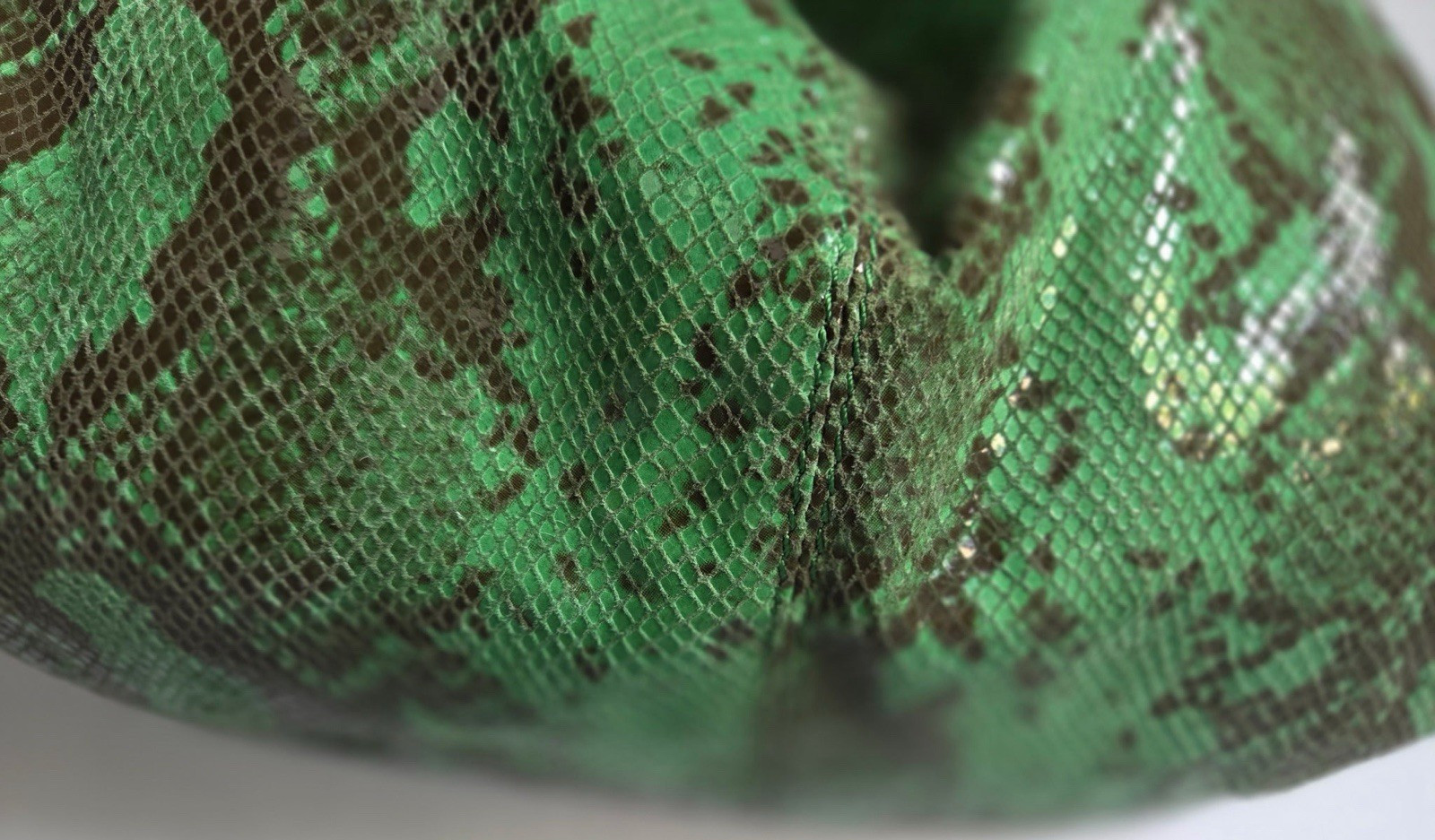 Antonio Melani Green Snake Print Leather Hobo Shoulder Bag Gold Chain Large