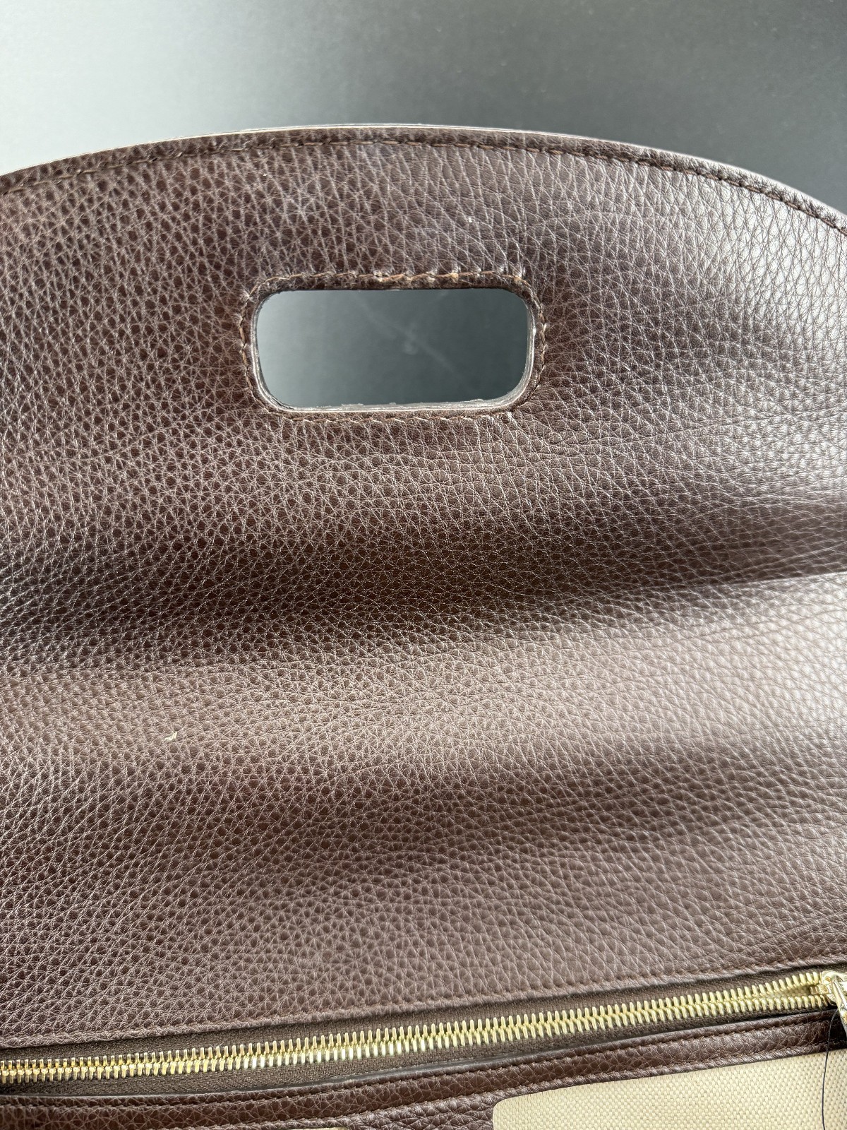 Gucci Beige/Ebony GG Canvas and Leather Large New Bamboo Top Handle Bag