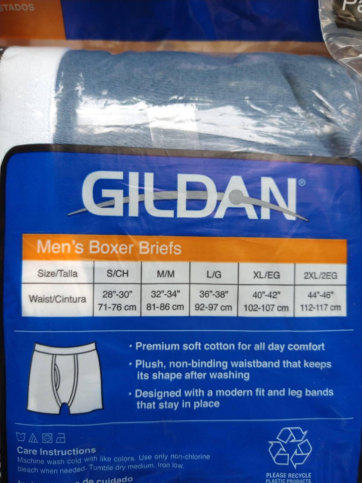 Gildan Boxer Briefs, Two 3-packs (6 pairs), 100% Cotton, Men’s 2XL, 44-46 Waist